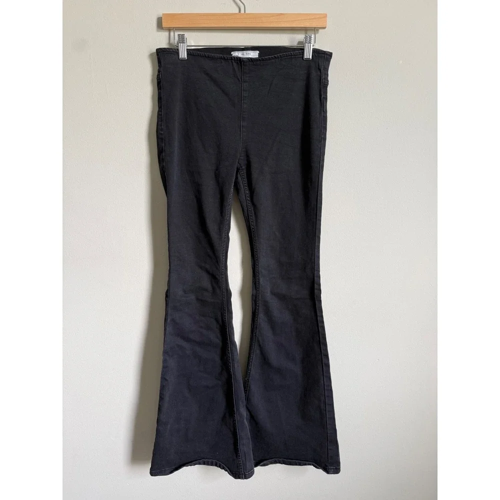 Free People We The Free Penny Pull On Flare Jeans Black Bell Bottom W28